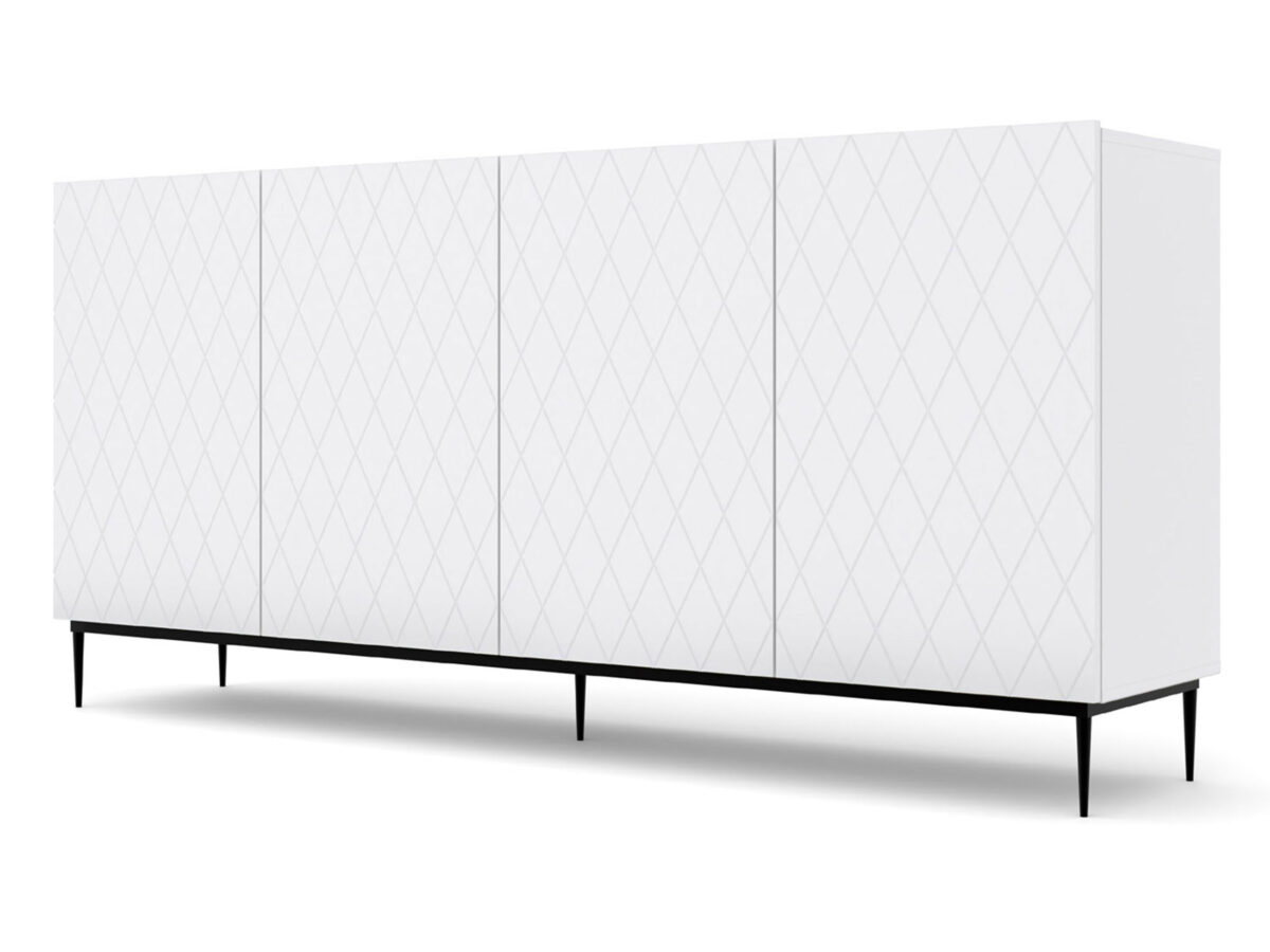 Komoda Bellagio 193 cm biały mat z czarną ramą