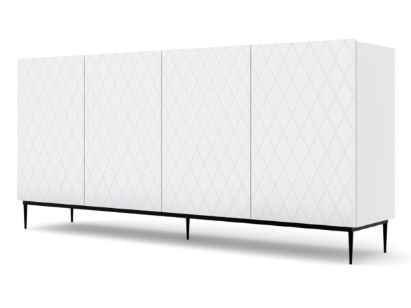 Komoda Bellagio 193 cm biały mat z czarną ramą