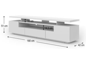 Miniaturka 3 - Szafka RTV Ewa 180 cm biały mat / biały połysk