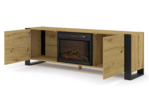 Miniaturka 1 - Szafka RTV Takoz z kominkiem push to open 180 cm dąb artisan