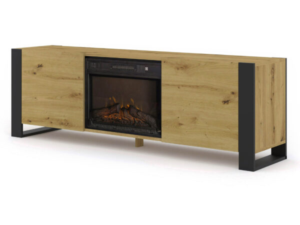 Szafka RTV Takoz z kominkiem push to open 180 cm dąb artisan
