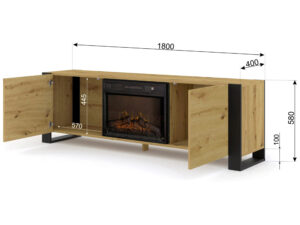 Miniaturka 2 - Szafka RTV Takoz z kominkiem push to open 180 cm dąb artisan