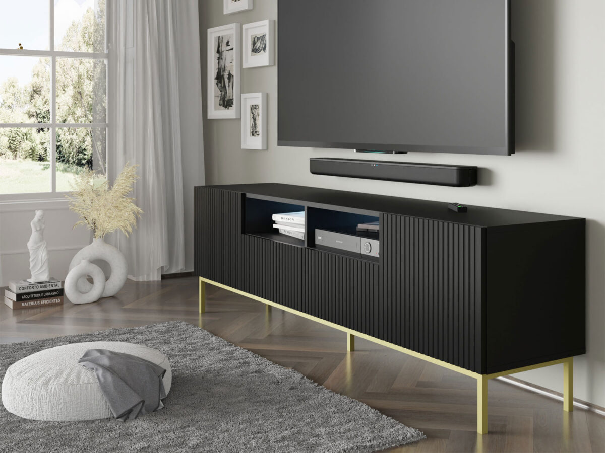 Szafka RTV Navia 2D2S z frezowanymi frontami 200 cm