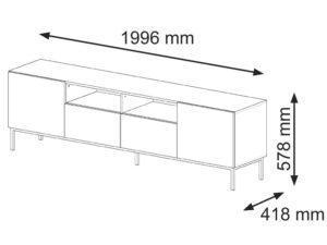 Miniaturka 4 - Szafka RTV Navia 2D2S z frezowanymi frontami 200 cm