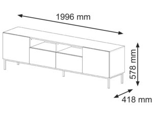 Miniaturka 5 - Szafka RTV Navia 2D2S z frezowanymi frontami 200 cm