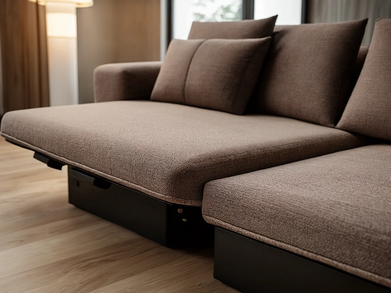 Praktyczna sofa rozkładana z dużym pojemnikiem na pościel ułatwiająca przechowywanie w domu.