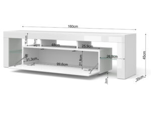 Miniaturka 2 - Szafka RTV Billy 160 cm biały mat / biały połysk