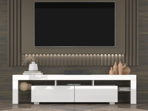 Miniaturka 9 - Szafka RTV Billy 2 z opcją LED 190 cm biały mat / biały połysk