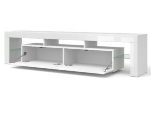 Miniaturka 2 - Szafka RTV Billy 2 z opcją LED 190 cm biały mat / biały połysk