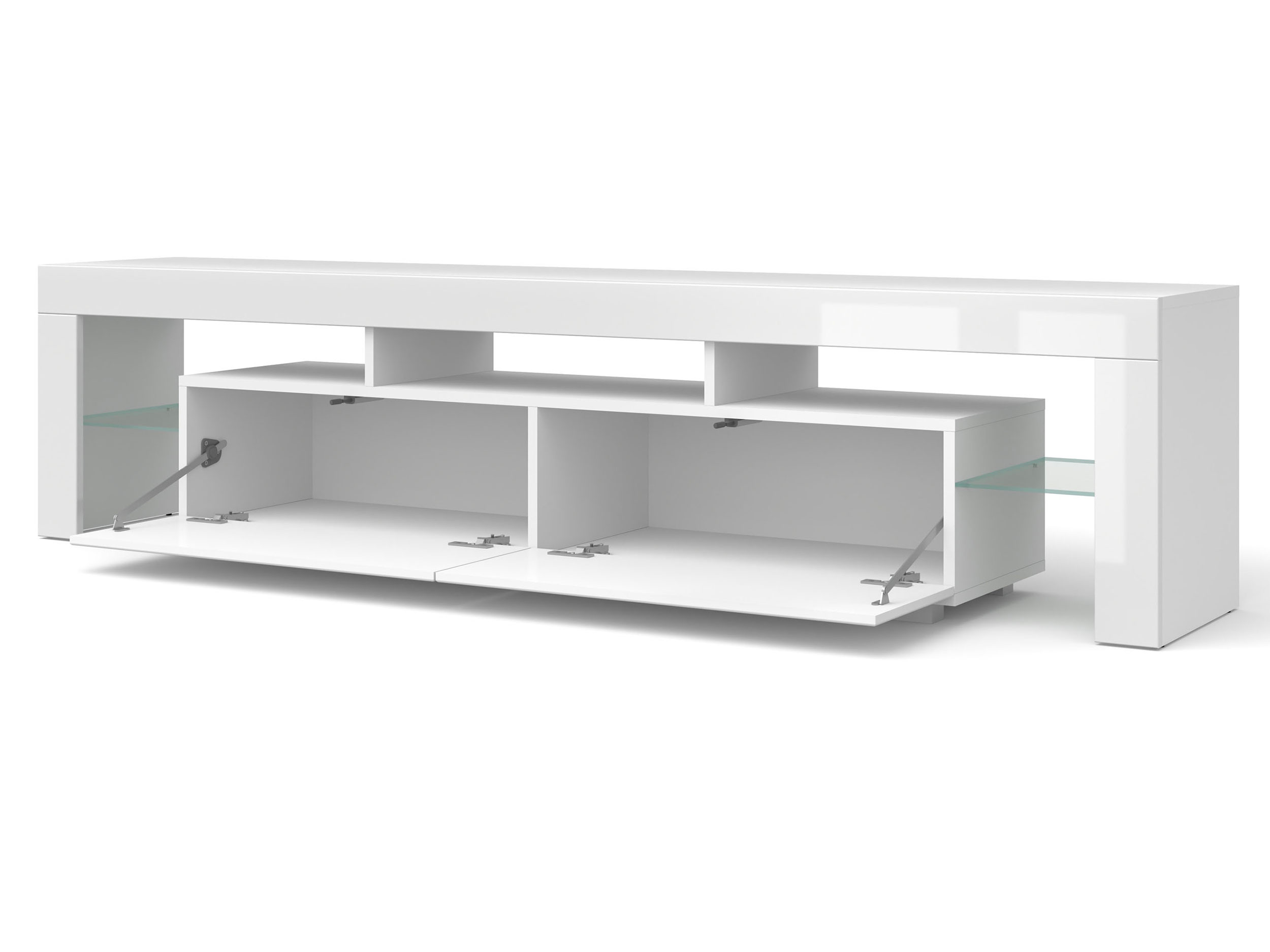 Szafka RTV Billy 2 z opcją LED 190 cm biały mat / biały połysk