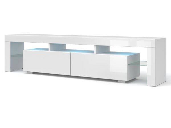 Szafka RTV Billy 2 z opcją LED 190 cm biały mat / biały połysk