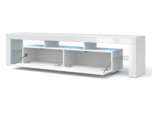 Miniaturka 4 - Szafka RTV Billy 2 z opcją LED 190 cm biały mat / biały połysk