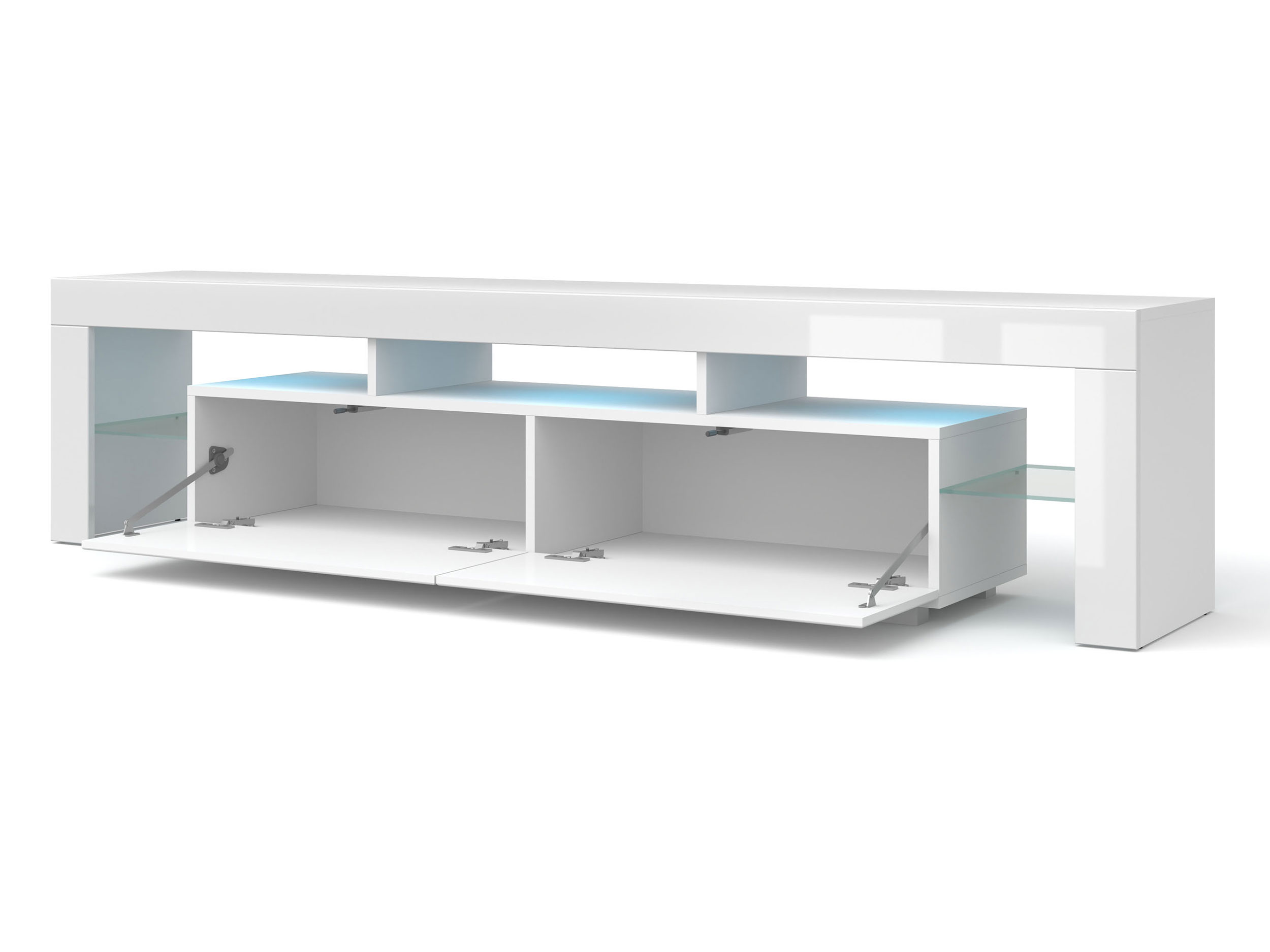 Szafka RTV Billy 2 z opcją LED 190 cm biały mat / biały połysk