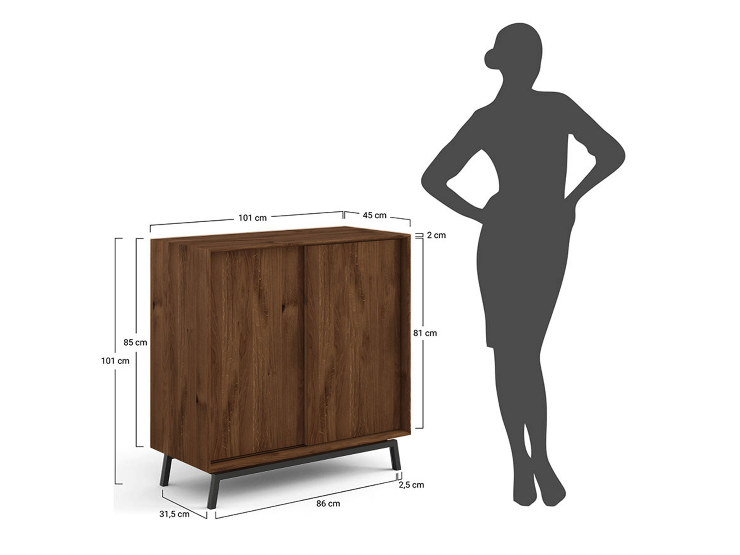 Drewniana komoda dębowa z barkiem Oak Elegance TABACCO