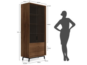 Miniaturka 1 - Regał dębowy ze szkłem Oak Elegance TABACCO