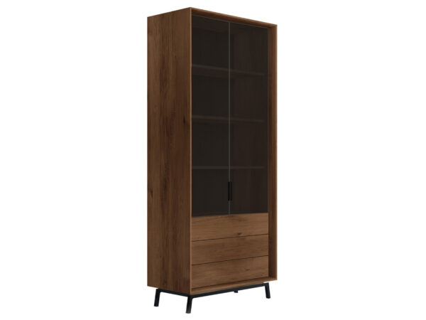 Regał dębowy ze szkłem Oak Elegance TABACCO