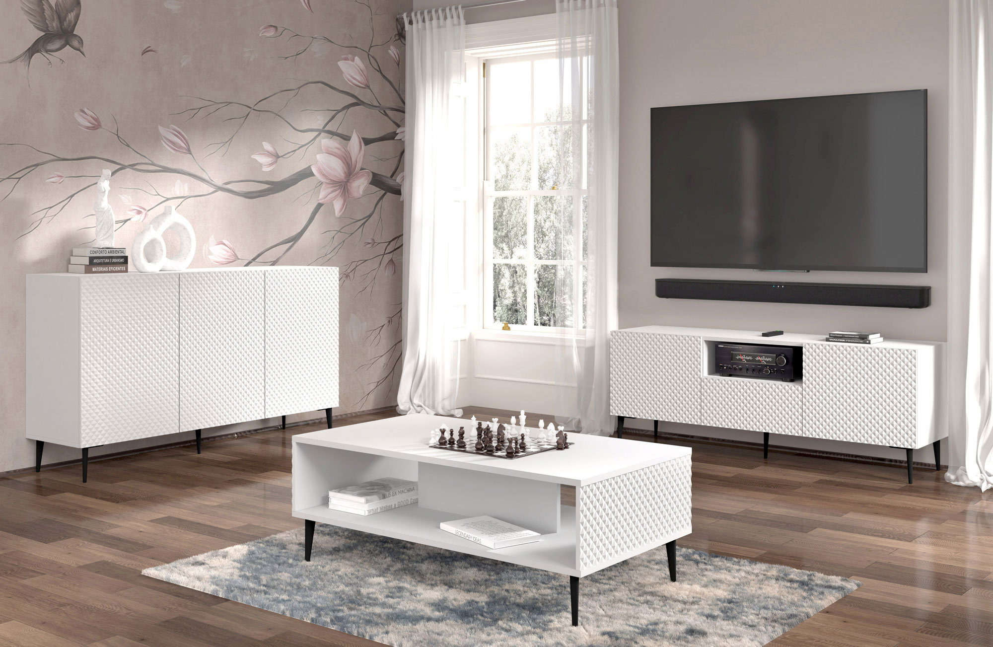 Komoda Navia 3D z frezowanymi frontami 150 cm