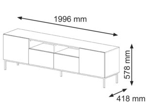 Miniaturka 8 - Szafka RTV Navia 2D2S z frezowanymi frontami 200 cm
