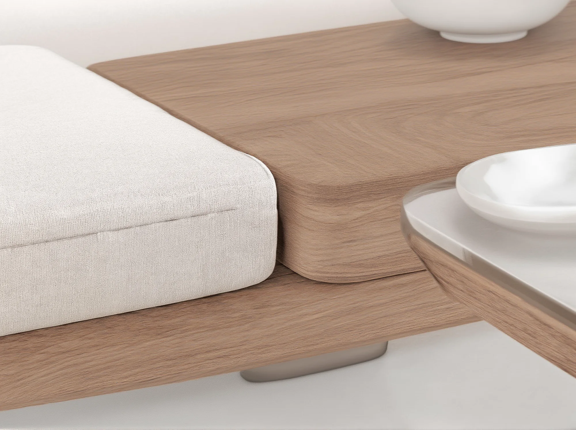 Drewniana sofa z pełną tapicerką do nowoczesnego salonu