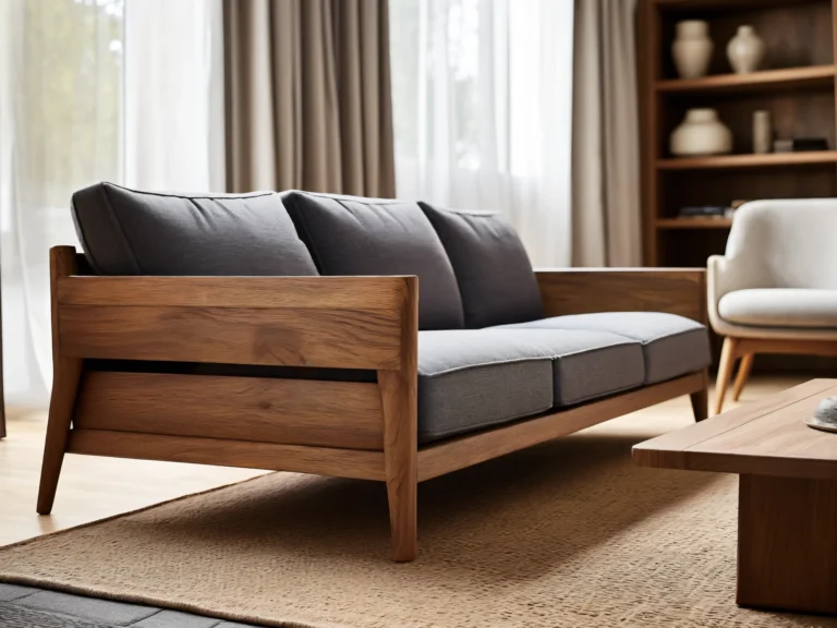Drewniana sofa z rama z litego drewna v2