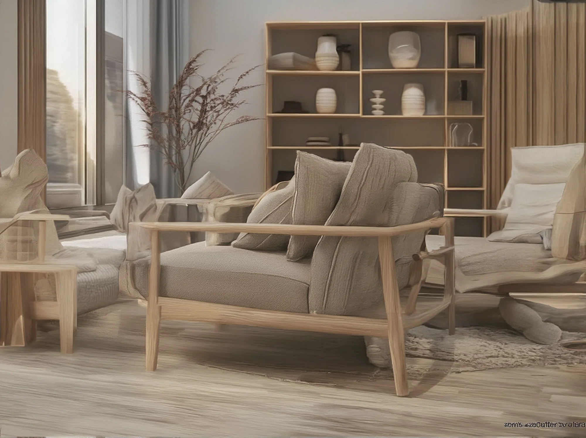 Drewniana sofa z rama z litego drewna