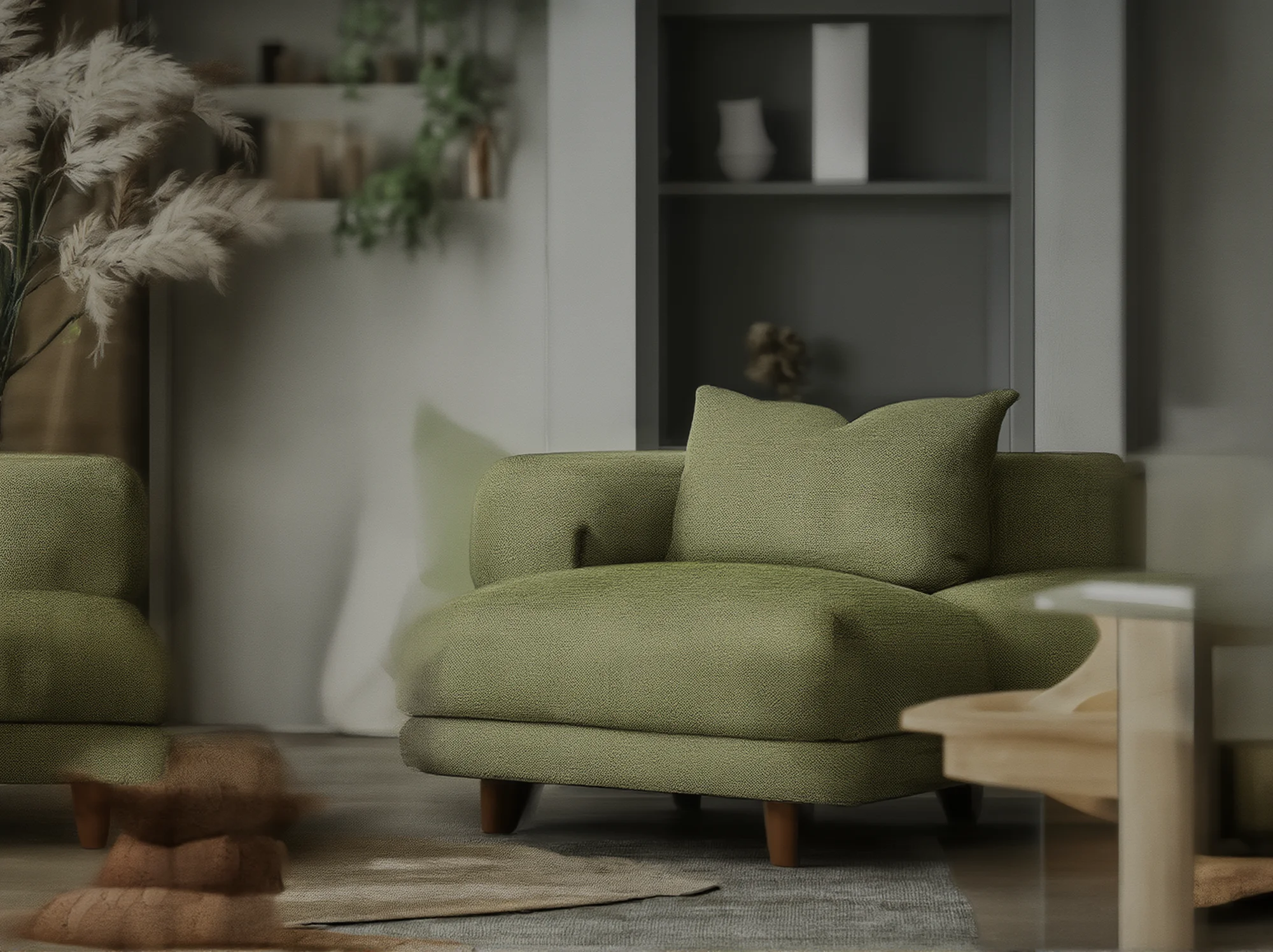 Trwała drewniana sofa w jasnym, eleganckim salonie