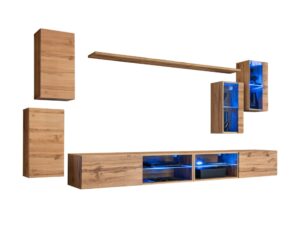 Miniaturka 8 - Meblościanka Kelmoro 280 cm dąb Wotan z LED