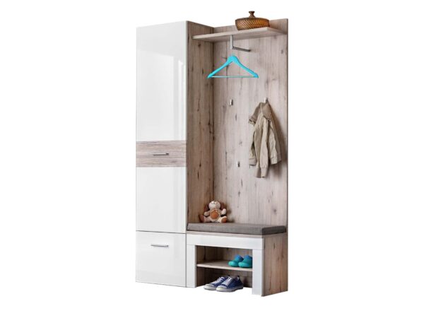Garderoba z szafą Melvoro 110 cm biały dąb Wellington