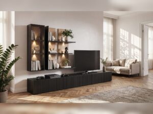 Miniaturka 1 - Meblościanka Zedvano 300 cm Vicking Oak czarna – aranżacja