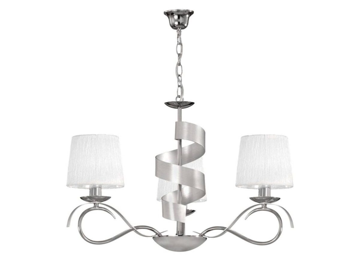 Żyrandol wiszący Moroma chrom z białymi abażurami E14 68 cm