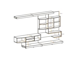 Miniaturka 5 - Wymiary modułów meblościanki Galdin 300 cm