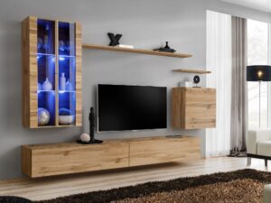 Miniaturka 1 - Meblościanka Kelmoro 270 cm dąb Wotan z LED
