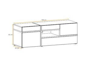 Miniaturka 4 - Wymiary zewnętrzne szafki RTV Cresto 150 cm