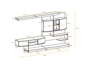 Miniaturka 6 - Wymiary całej meblościanki Galdin 300 cm
