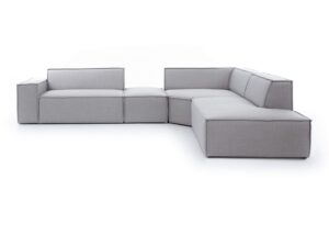 Miniaturka 4 - Narożnik modułowy Mervino 338 cm z pufą na białym tle