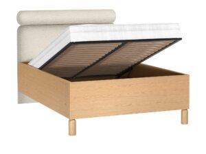 Miniaturka 2 - Łóżko z pojemnikiem i tapicerowanym zagłówkiem Dunvelo 140×200 cm dąb Bookmatch