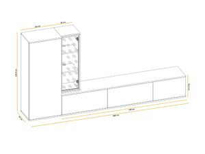 Miniaturka 6 - Wymiary meblościanki Calvessa 240 cm