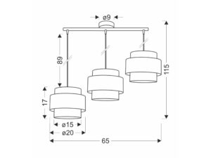 Miniaturka 2 - Lampa wisząca Camanira wymiary 115 na 65 centymetrów – rysunek