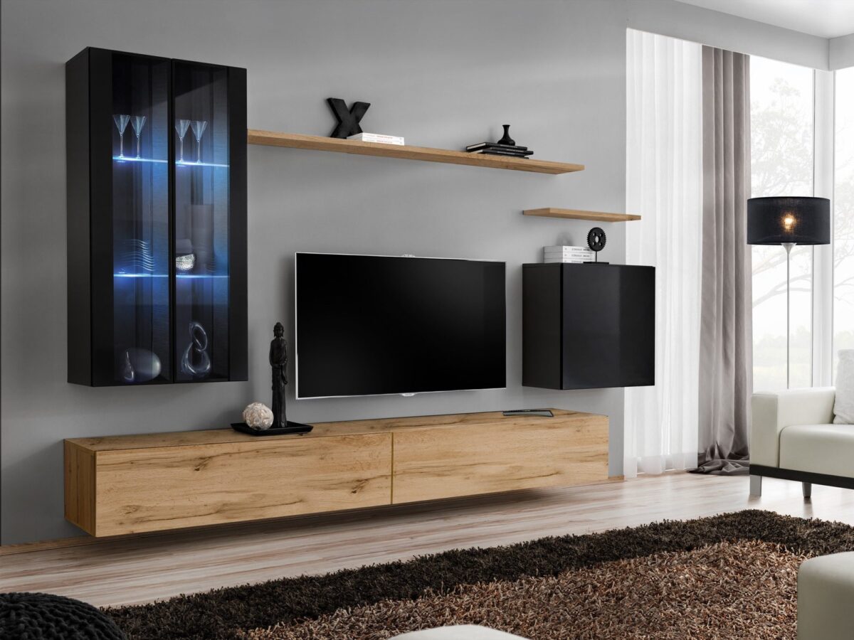 Meblościanka Kelmoro 270 cm z witrynami i LED