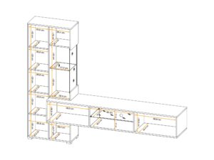 Miniaturka 8 - Wymiary wewnętrzne meblościanki Tervio 210 cm