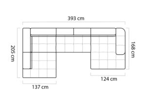 Miniaturka 8 - Narożnik Virello XL schemat wymiarów układu U