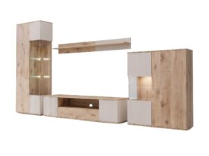 Miniaturka 8 - Meblościanka RTV z witrynami Cativaro 320 cm dąb Viking kaszmir