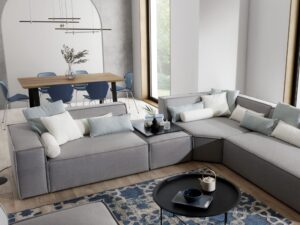 Miniaturka 3 - Narożnik modułowy Mervino z pufą – widok układu