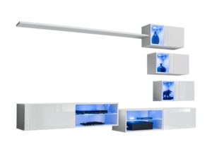 Miniaturka 1 - Biała meblościanka Kelmoro 250 cm z LED