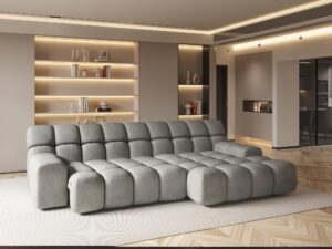 Miniaturka 4 - Sofa narożna Campello z wysuniętym siedziskiem w nowoczesnym salonie