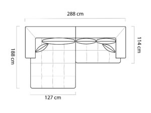 Miniaturka 6 - Narożnik Albiero rzut z góry 288 na 188 cm ramię 127 cm