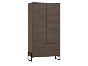 Miniaturka 2 - Szafa Giolani 100 cm z dwojgiem drzwi i dwiema szufladami na czarnych nogach