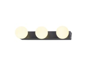 Miniaturka 5 - Kinkiet Sun Mirror LED czarny 46 cm, pozioma listwa z trzema świecącymi kloszami