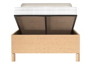 Miniaturka 3 - Łóżko z pojemnikiem i tapicerowanym zagłówkiem Dunvelo 140×200 cm dąb Bookmatch