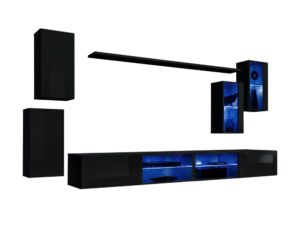 Miniaturka 4 - Meblościanka Kelmoro 280 cm czarna z LED